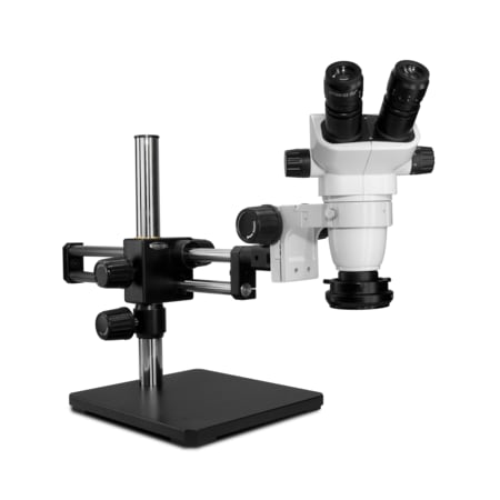 Scienscope SSZ Stereo Zoom Microscope And Polarized LED Light On Dual Arm Stand SZ-PK5D-R3